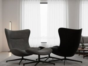 Modern Lounge Chair & Ottoman Set 3D Model (2 Colors - Blender/Cycles/EEVEE)