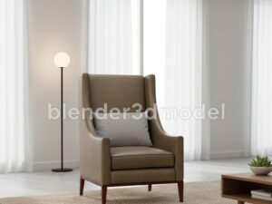 Classic Leather Wingback Armchair 3D Model (Blender/Cycles
