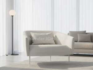 Chic Modern Curved Armchair with Pillow 3D Model (Blender/Cycles