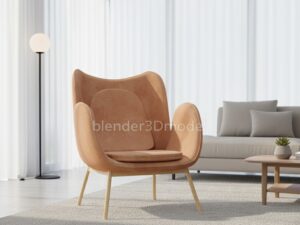 Organic Modern Sculptural Armchair 3D Model (Blender/Cycles