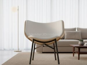 Modern Molded Plywood Ottoman/Stool 3D Model (Blender/Cycles