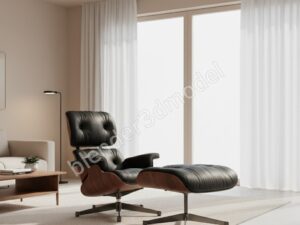 iconic Mid-Century Eames Style Lounge Chair & Ottoman 3D Model Blender/Cycles