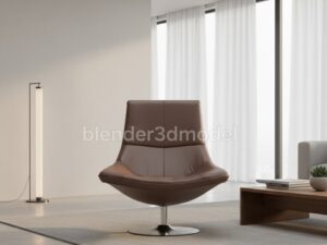 Luxury Swivel Leather Lounge Chair 3D Model (Blender/Cycles/EEVEE)
