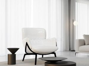 Contemporary White Leather Armchair & Minimalist Tables Set 3D Model (Blender/Cycles