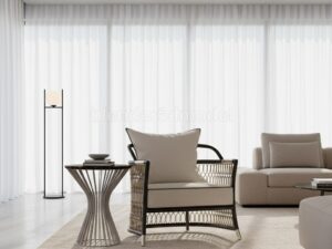 Chic Woven Armchair & Sculptural Side Table Set 3D Model (Blender/Cycles