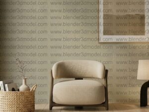 Modern Wooden Accent Chair – Blender 3D Model