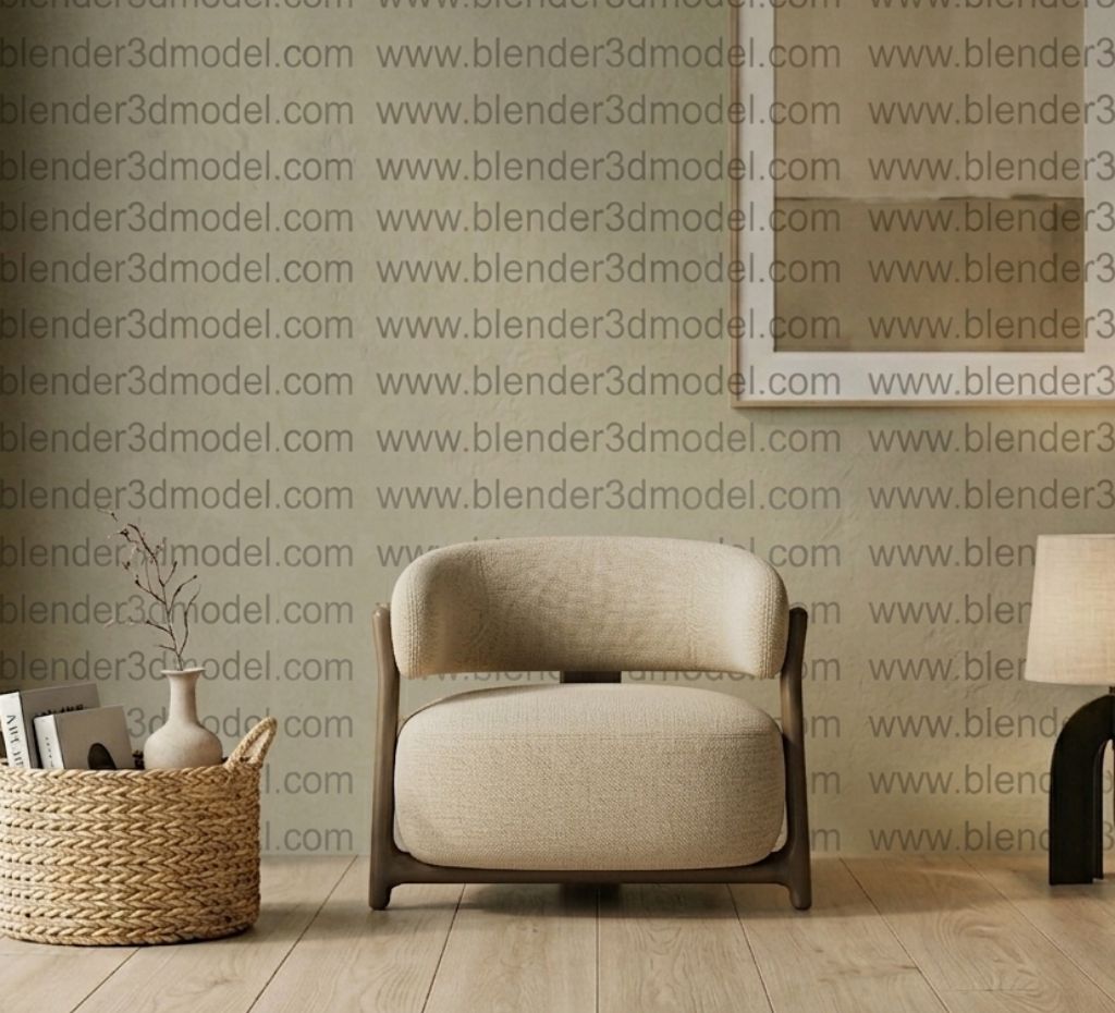 Modern Wooden Accent Chair – Blender 3D Model