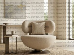 Nordic Bouclé Swivel Accent Chair - High-Quality 3D Model for Blender