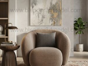 Elegant Rounded Swivel Armchair - Luxury 3D Model for Blender