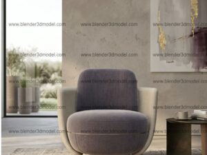 Contemporary Dual-Tone Swivel Armchair - Premium 3D Model for Blender