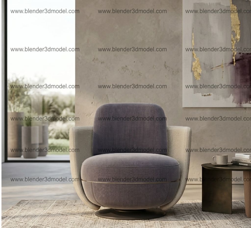 Contemporary Dual-Tone Swivel Armchair - Premium 3D Model for Blender